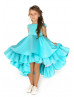 Sea Blue Satin Twirl Flower Girl Dress